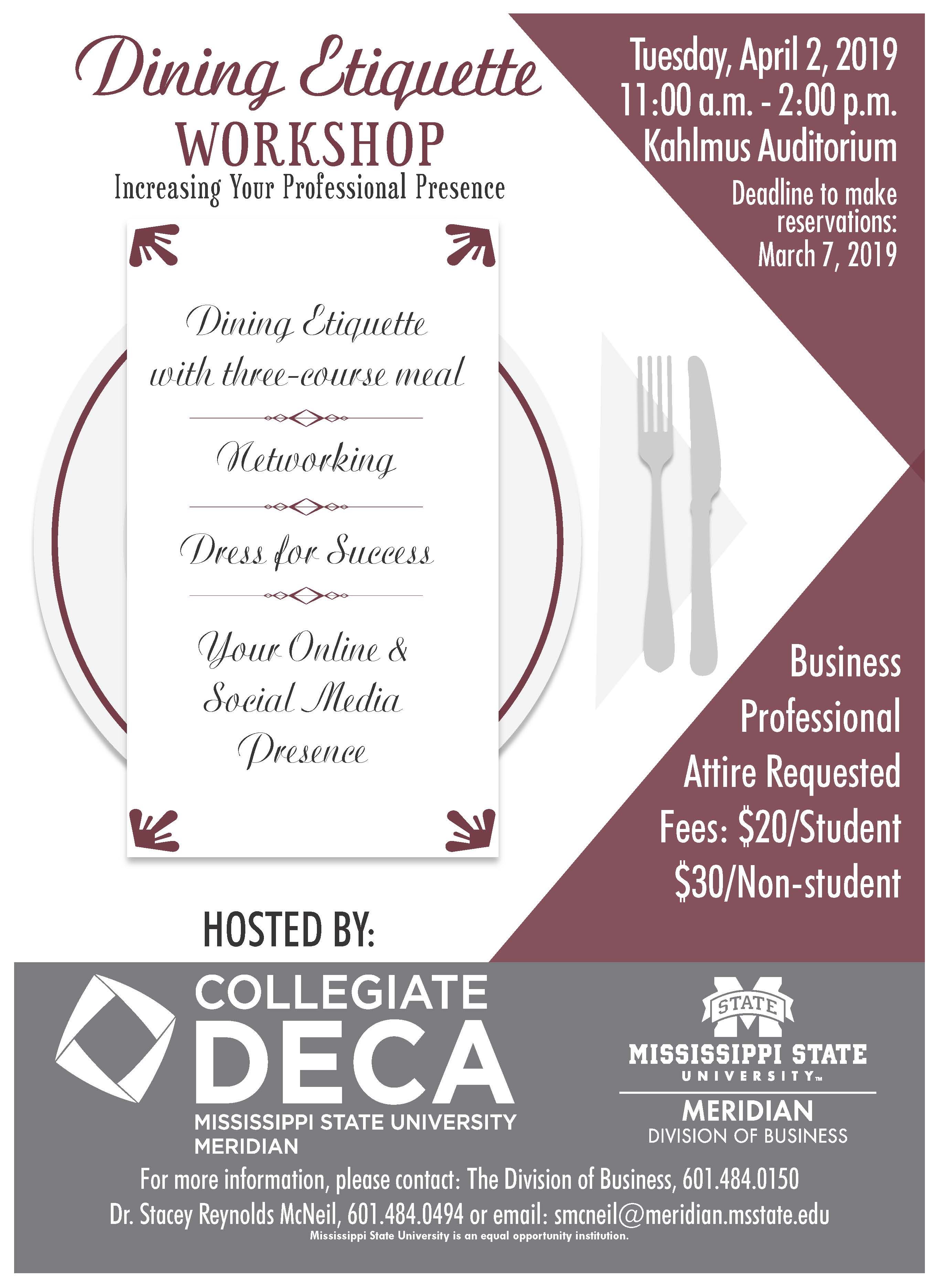 Dining Etiquette Workshop to be held at MSU-Meridian