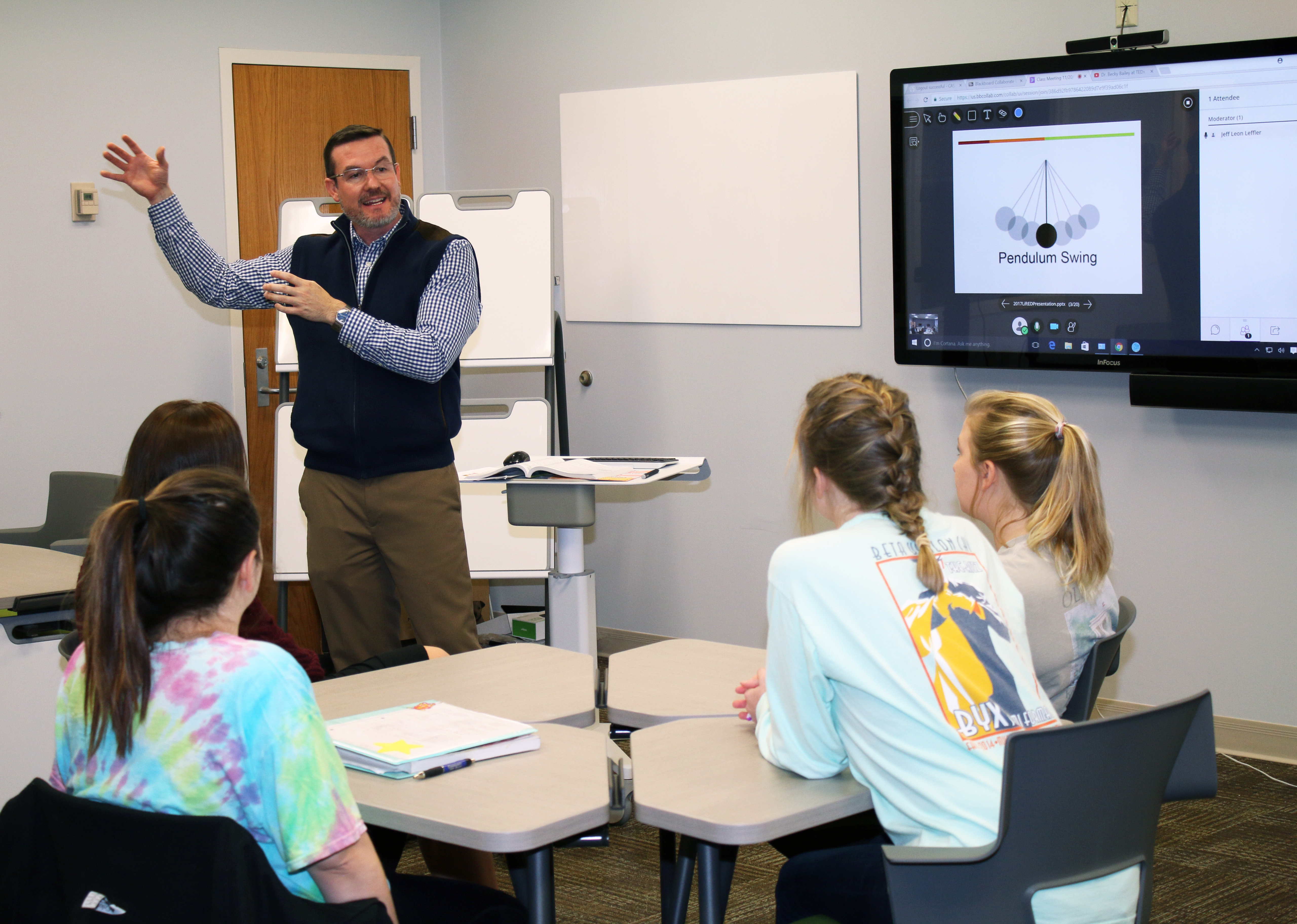 Assistant professor Jeff Leffler speaks to education majors in the Collabatory located at MSU-Meridian's College Park Campus