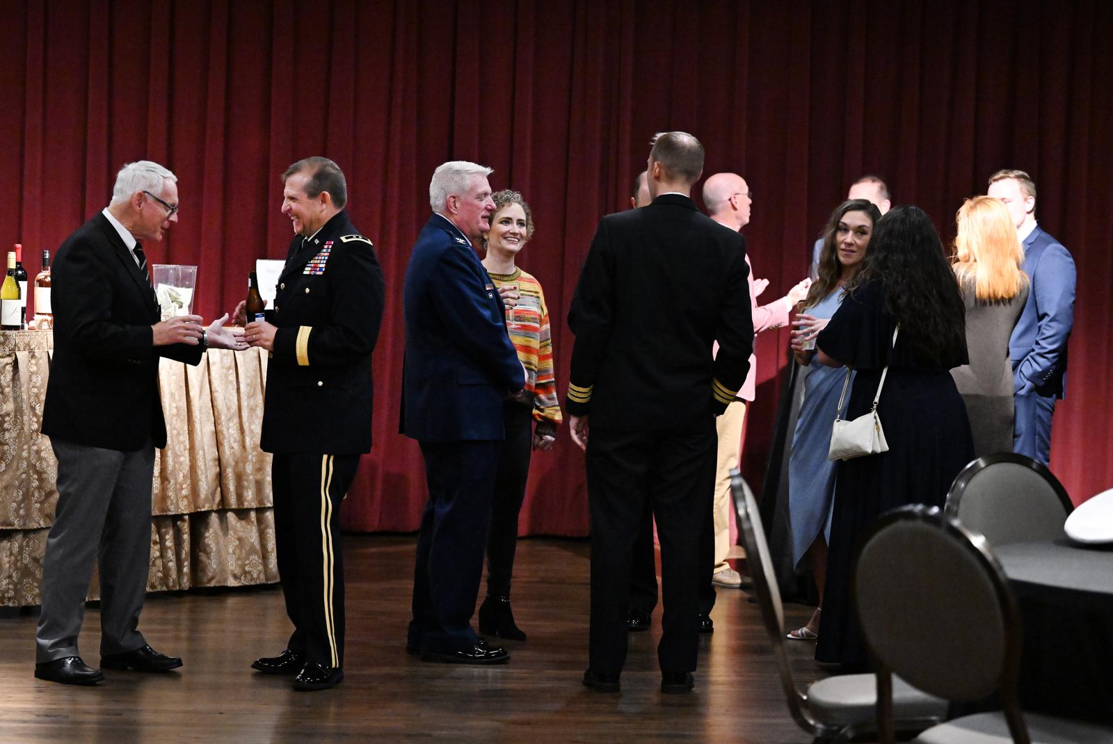 Members of Meridian’s local armed forces gather for a pre-show reception at the MSU Riley Center hosted by MSU-Meridian and the MSU G.V. “Sonny” Montgomery Center for America’s Veterans.