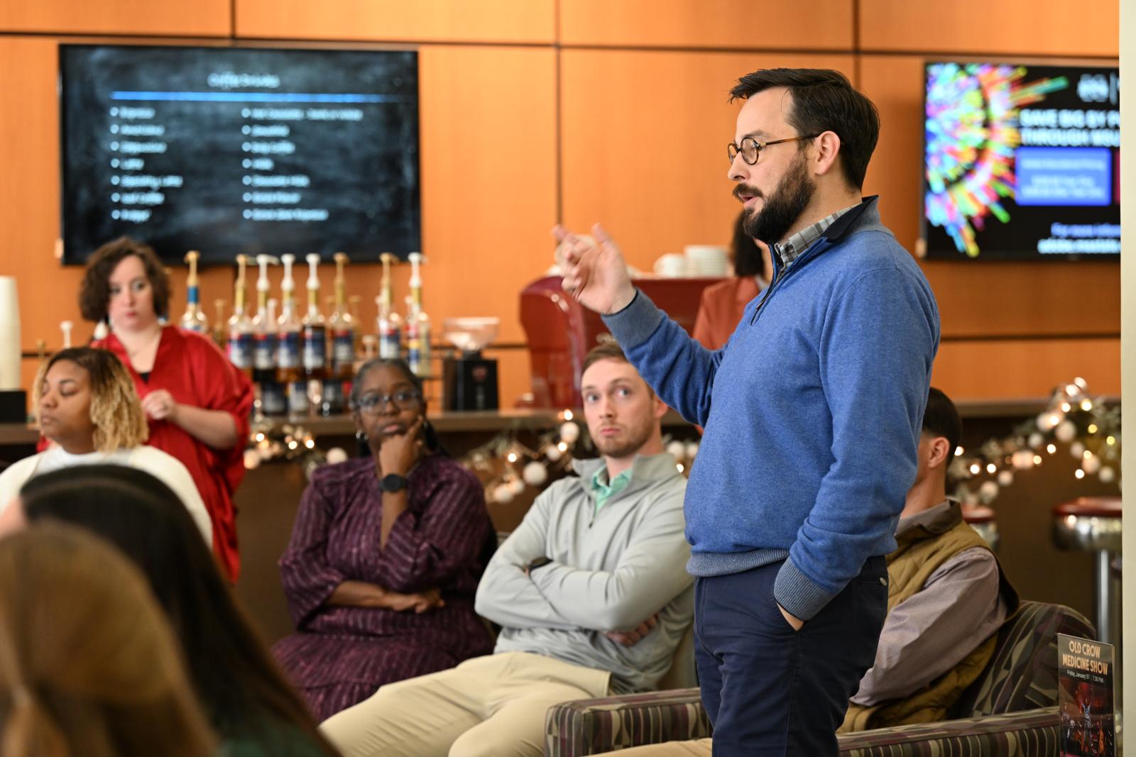 Associate Vice Provost of Health Sciences and Interim Head of Campus Dr. David Buys speaks to the 2027 Master of Physician Assistant Studies cohort at an ice cream social at MSU-Meridian.
